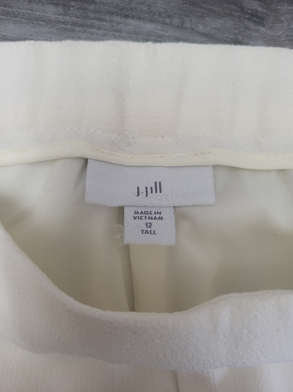 J. Jill Wide Leg Trousers Ivory Double Knit Crepe Size 12 Tall - Picture 6 of 10